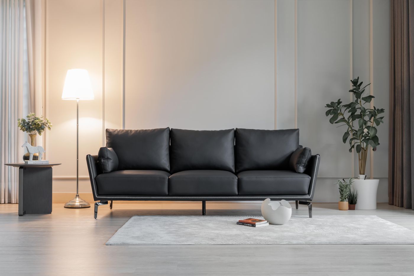 Dài 2.1m - da thật màu đen chì