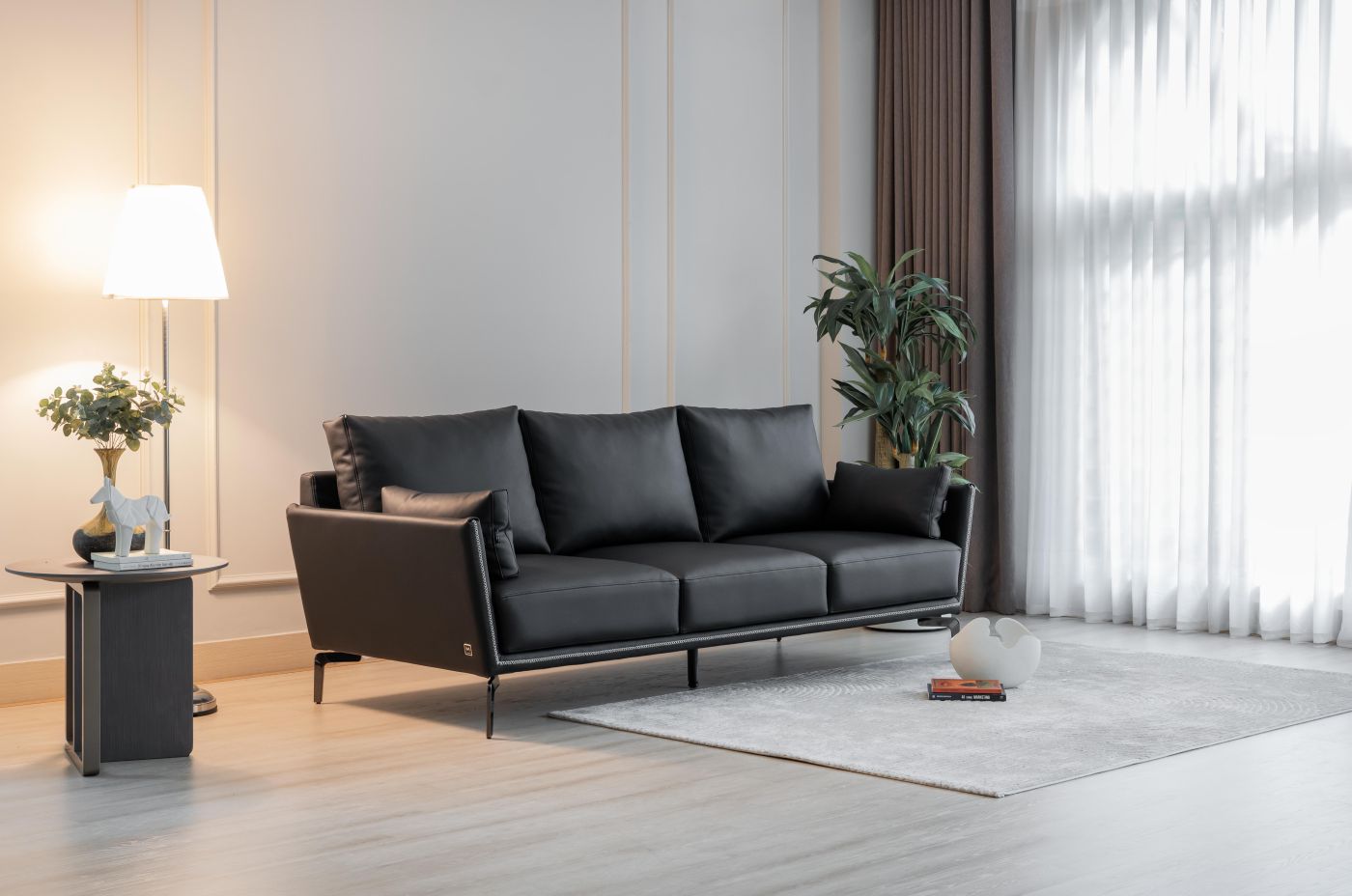 Dài 2.1m - da thật màu đen chì