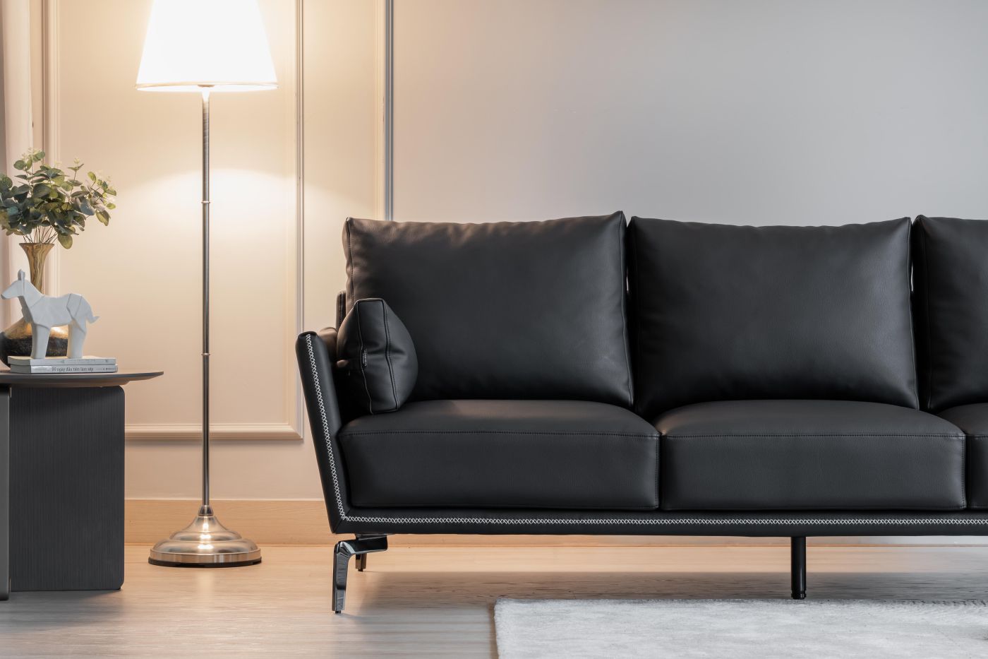 Dài 2.1m - da thật màu đen chì