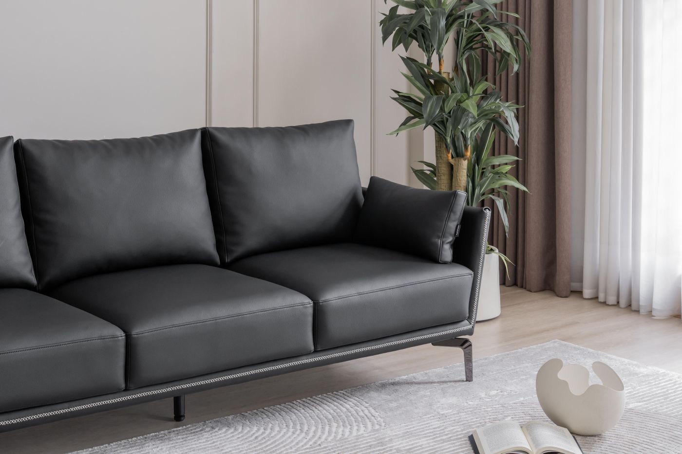 Dài 2.1m - da thật màu đen chì