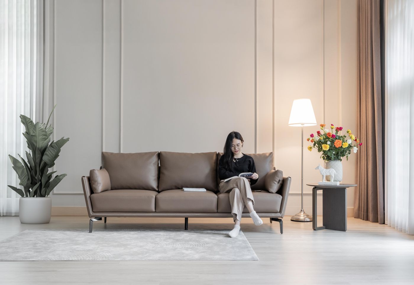 Dài 2.1m - da thật màu nâu