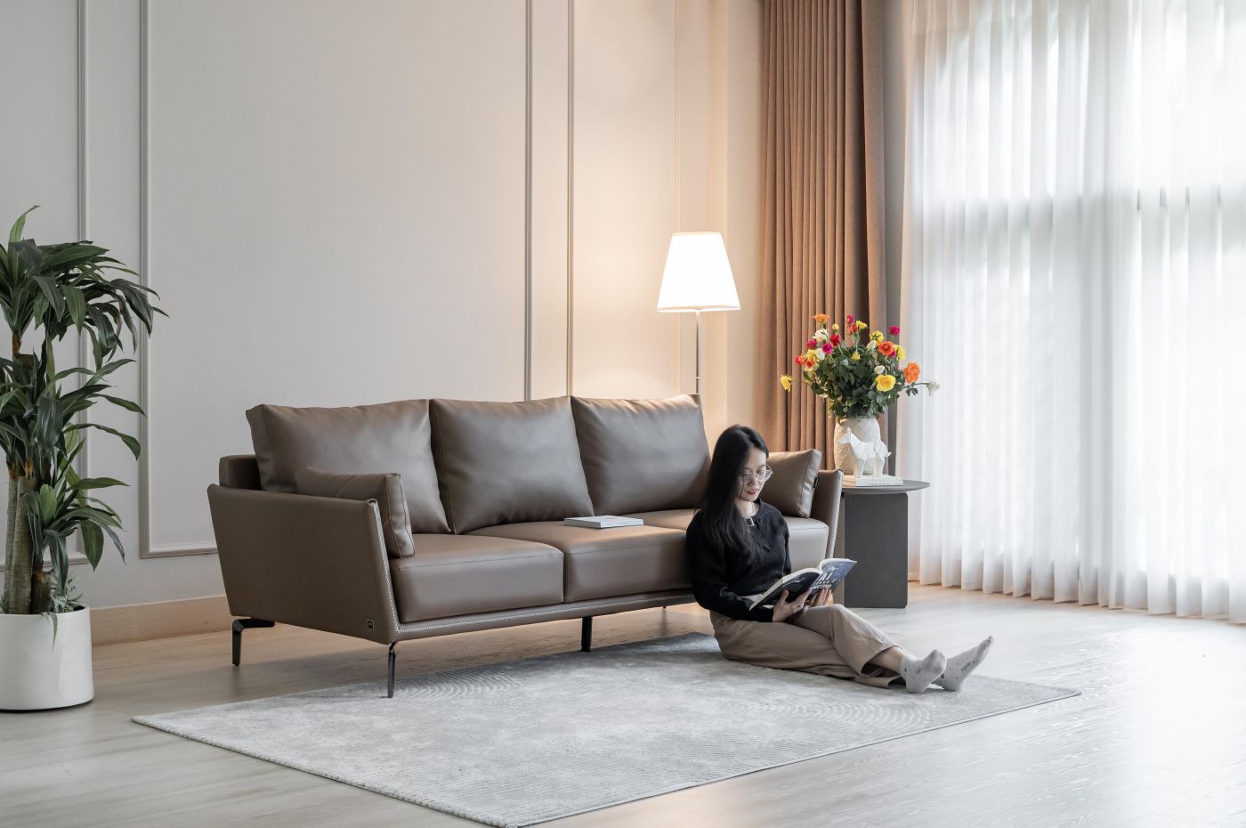 Dài 2.1m - da thật màu nâu