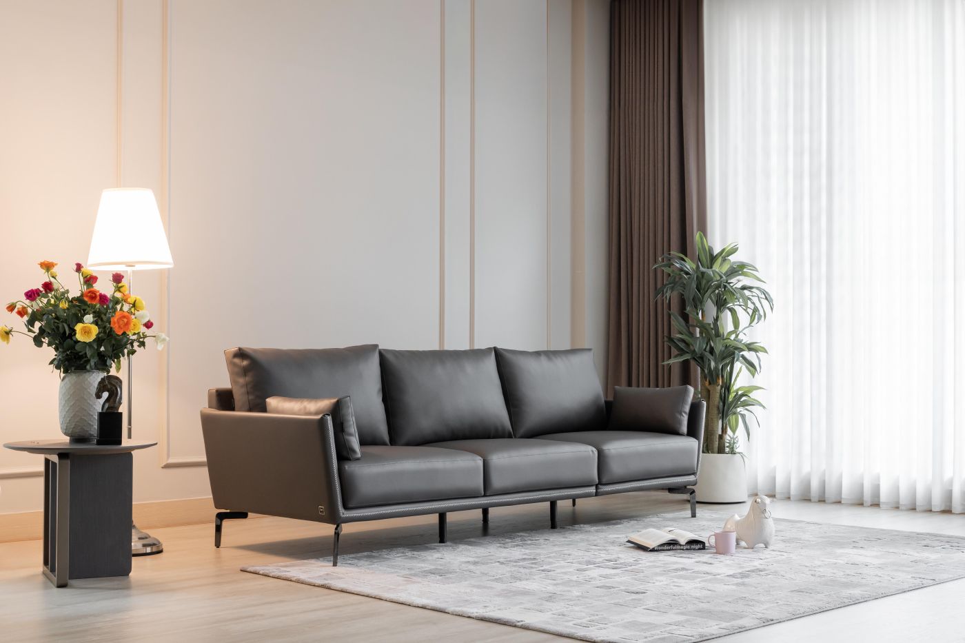 Dài 2.1m - da thật màu xám ghi