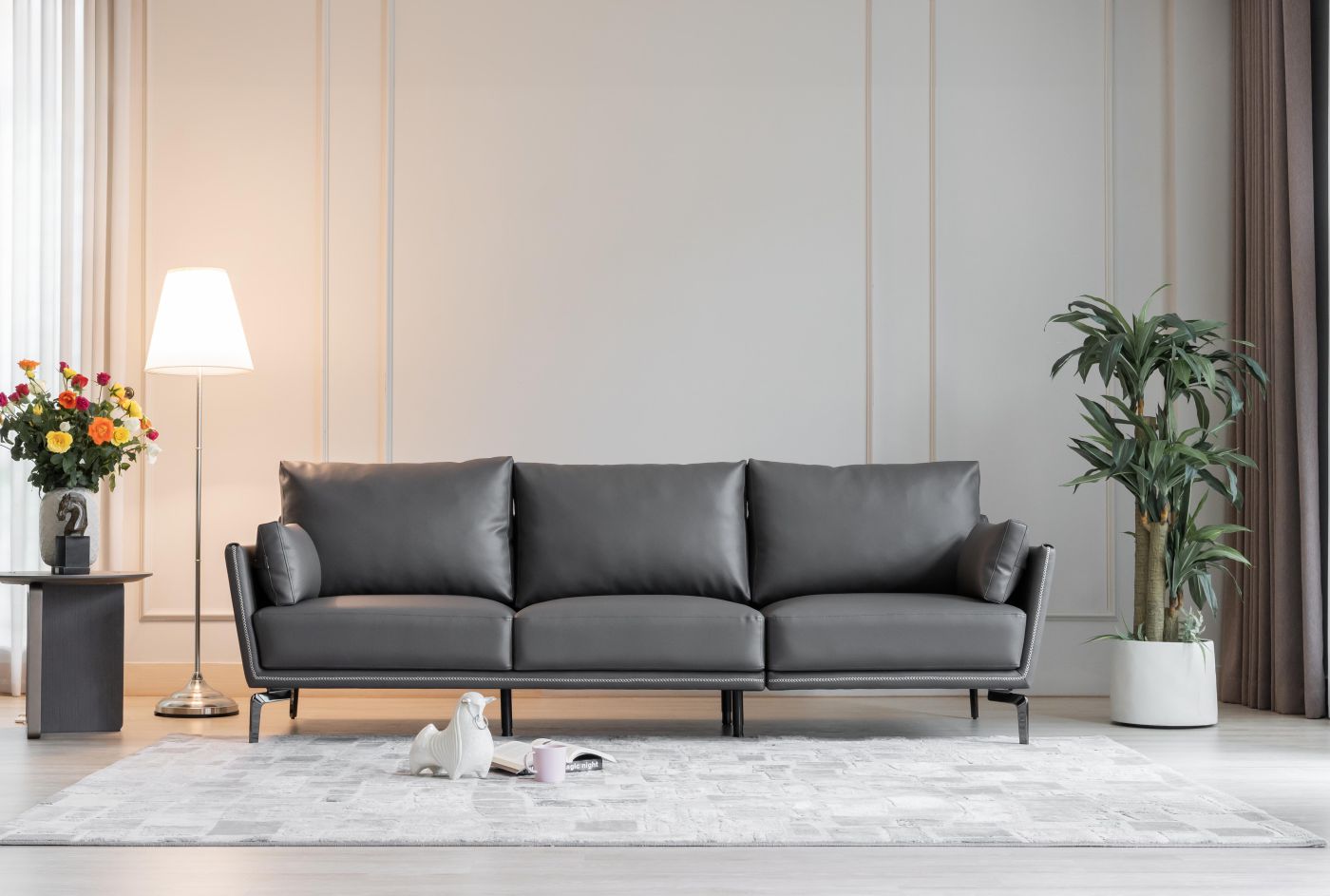 Dài 2.1m - da thật màu xám ghi