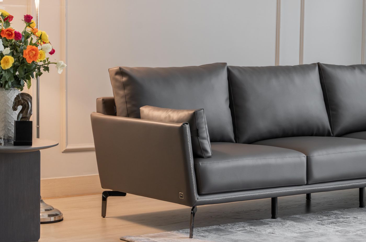 Dài 2.1m - da thật màu xám ghi