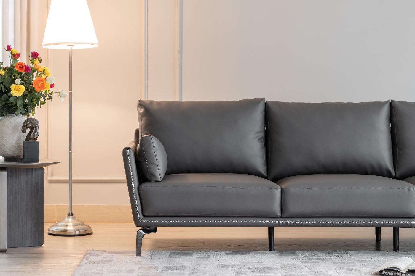 Dài 2.1m - da thật màu xám ghi